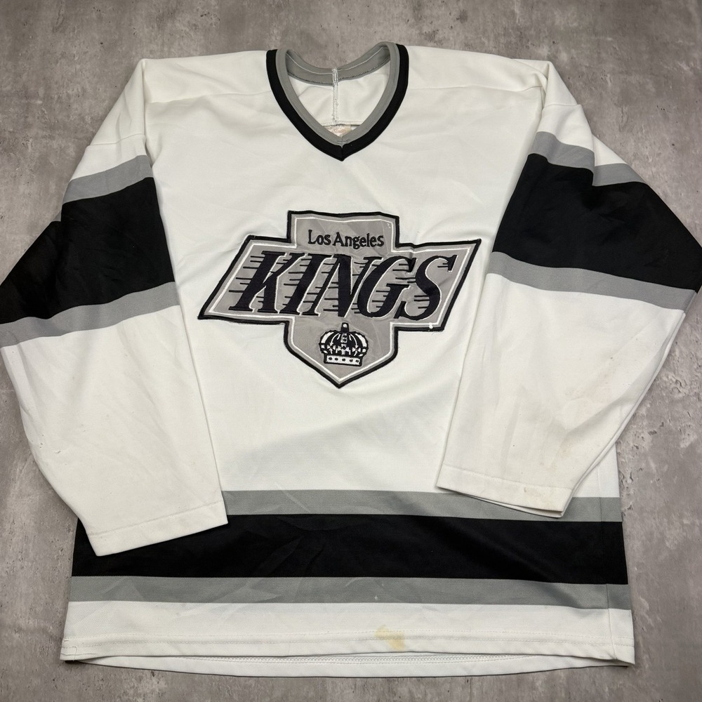 Vintage 90s CCM Maska Los Angeles Kings NHL Hockey Jersey M White Made In U.S.A.